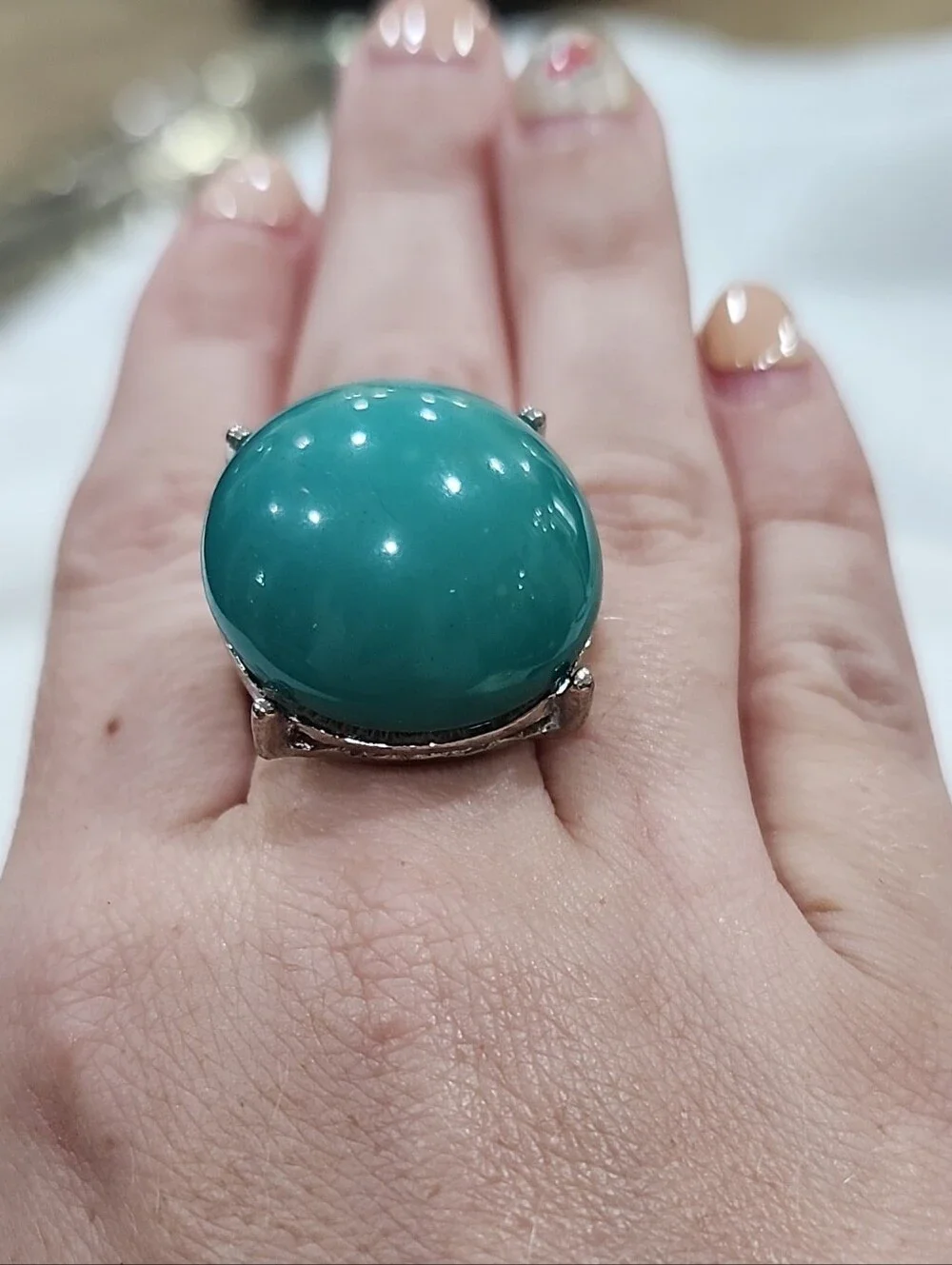 Teal Dome Fashion Statement Ring
